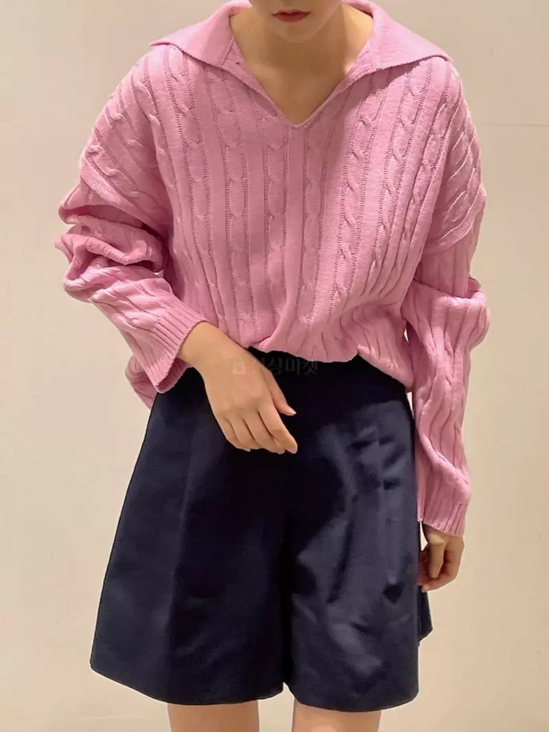Odor - Korean Women Fashion - #romanticstyle - Twist Knit Tee