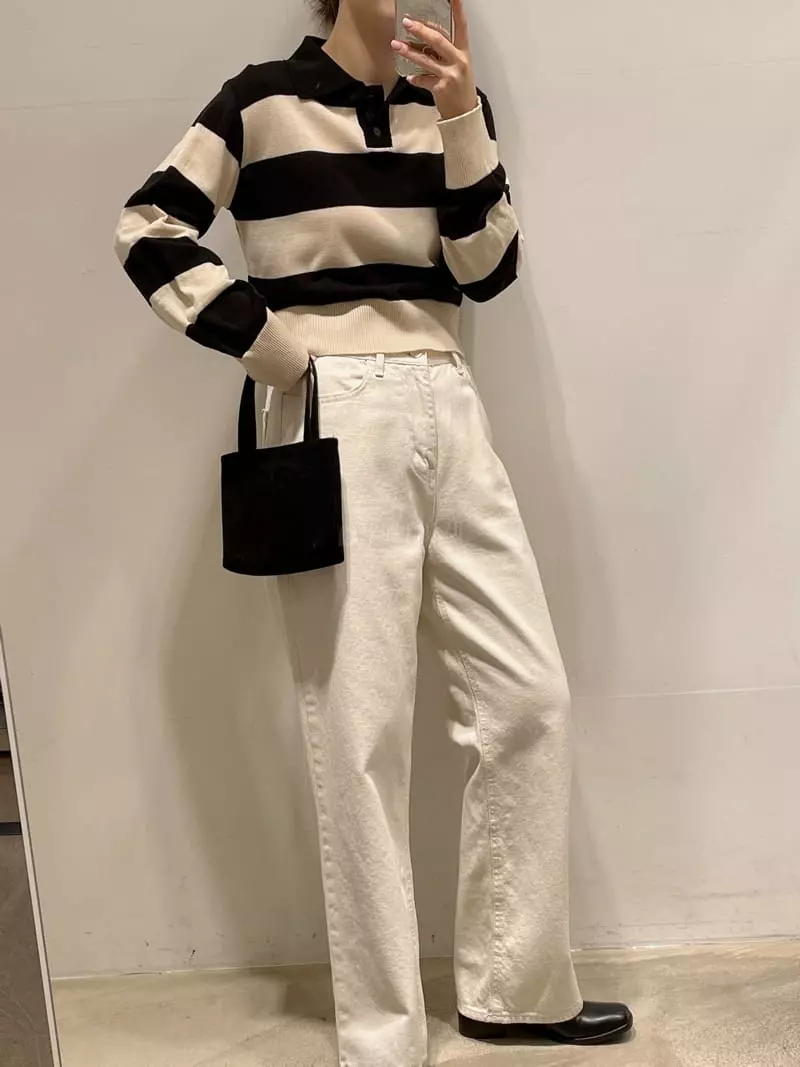 Odor - Korean Women Fashion - #thelittlethings - Willy Stripes Collar Knit Tee - 3