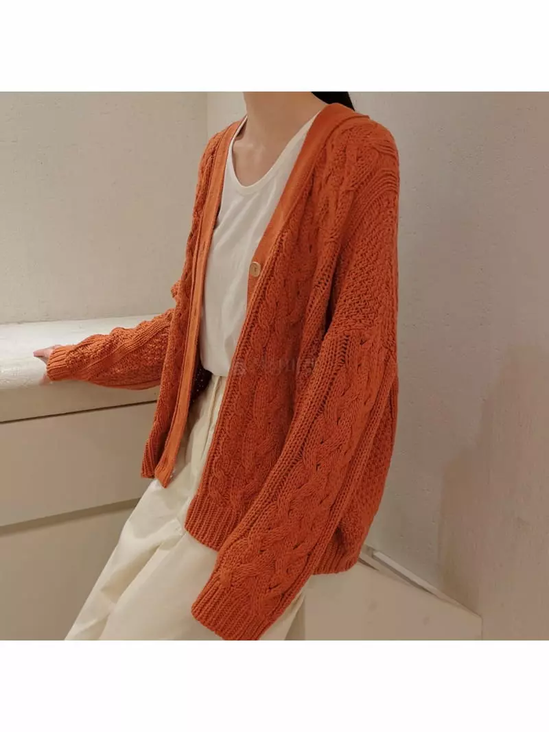 Odor - Korean Women Fashion - #womensfashion - Wood Button Cardigan - 3