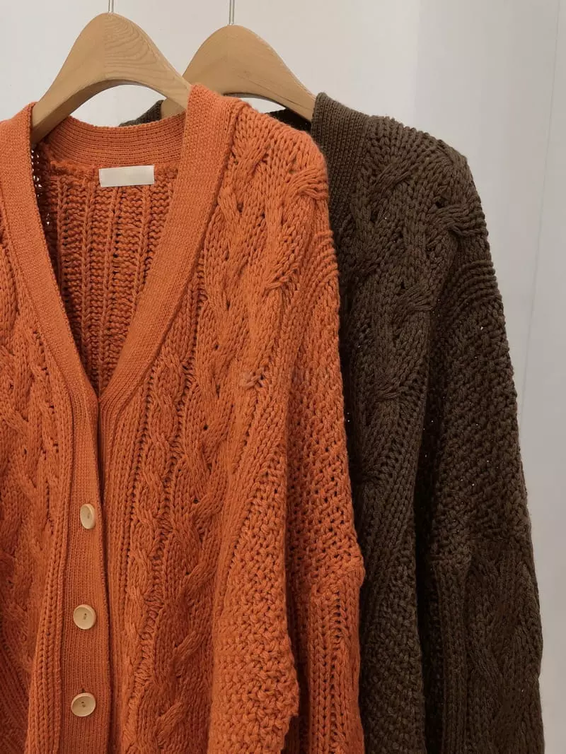 Odor - Korean Women Fashion - #womensfashion - Wood Button Cardigan - 7