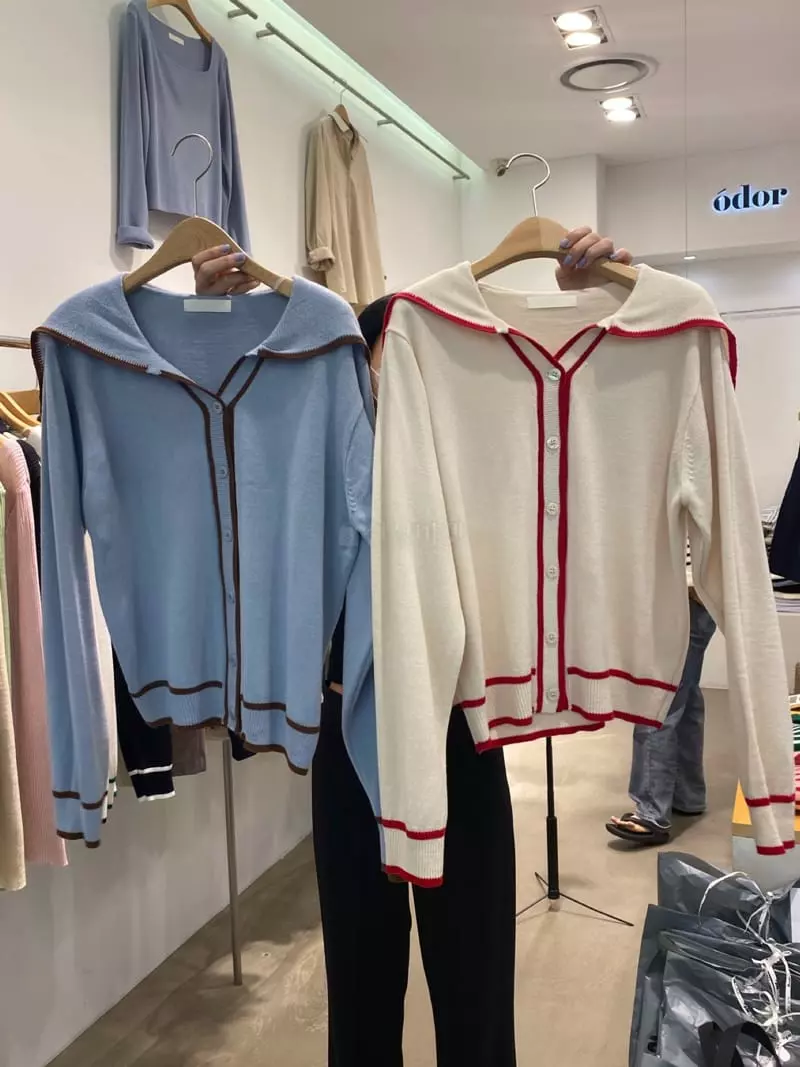 Odor - Korean Women Fashion - #womensfashion - Sailor Collar Knit Tee - 7
