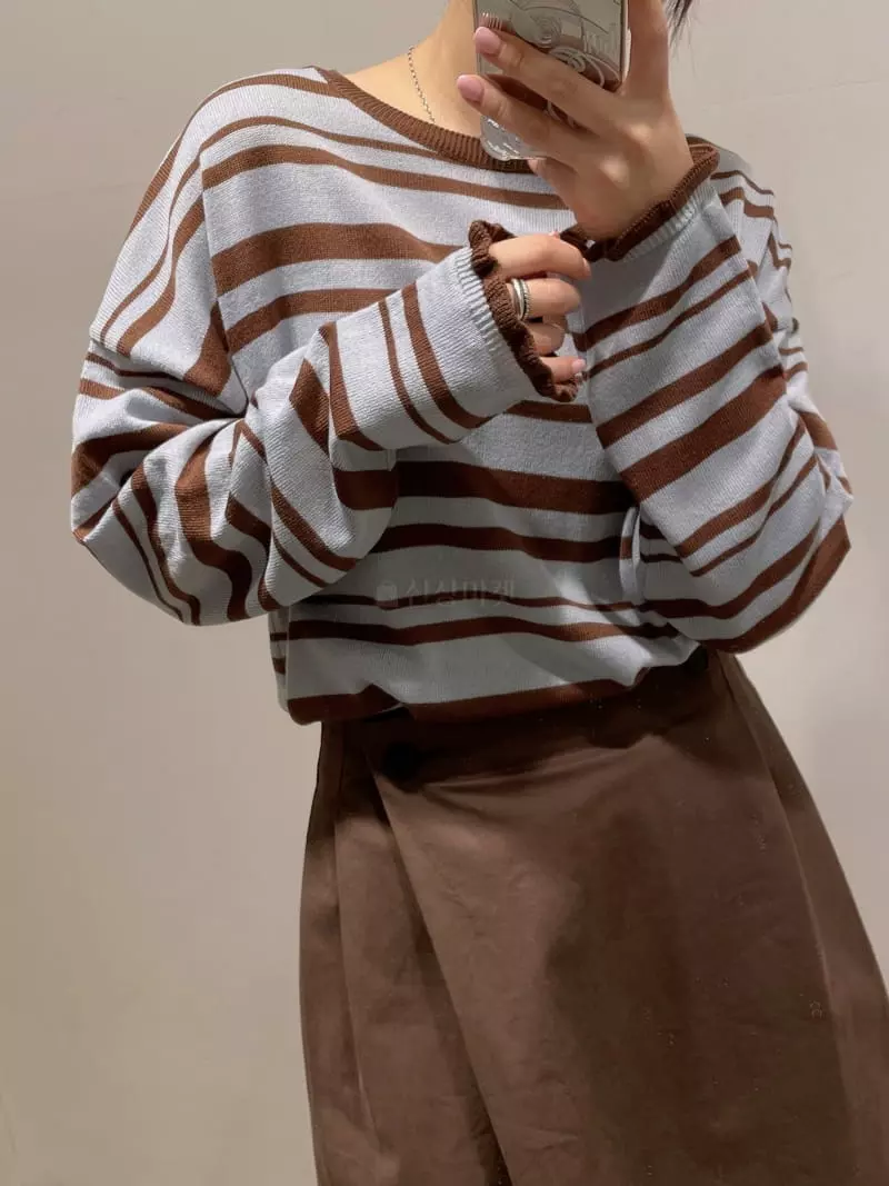 Odor - Korean Women Fashion - #momslook - Milk Stripes Knit Tee - 4