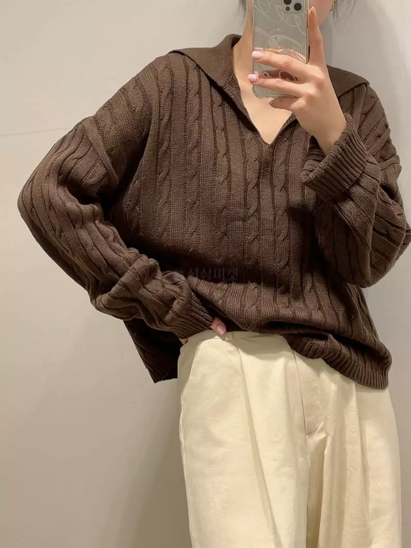 Odor - Korean Women Fashion - #womensfashion - Twist Knit Tee - 10