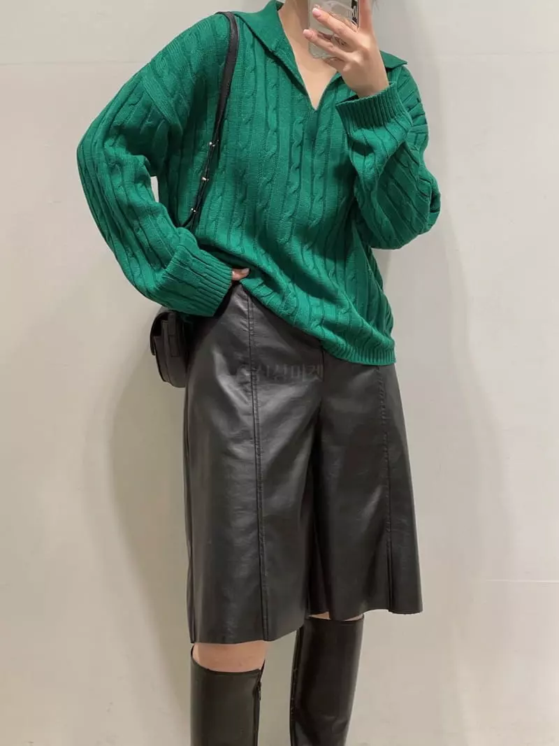 Odor - Korean Women Fashion - #womensfashion - Twist Knit Tee - 6