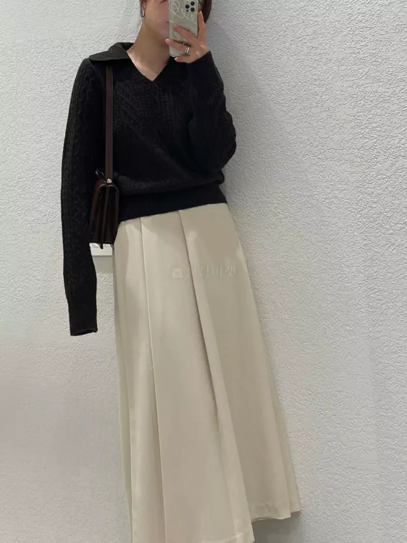 Odor - Korean Women Fashion - #womensfashion - Cable Collar Knit Tee - 8
