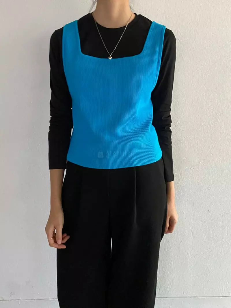 Of Course - Korean Women Fashion - #momslook - Bye Rib Vest - 5