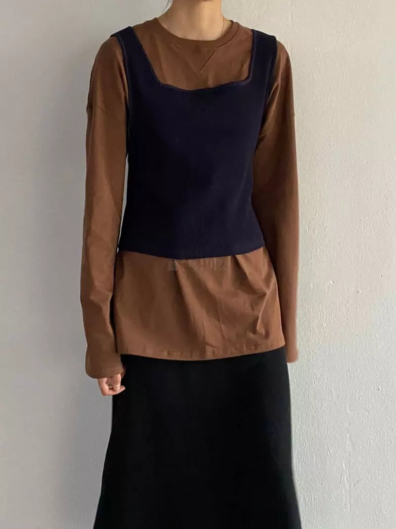 Of Course - Korean Women Fashion - #momslook - Bye Rib Vest - 9