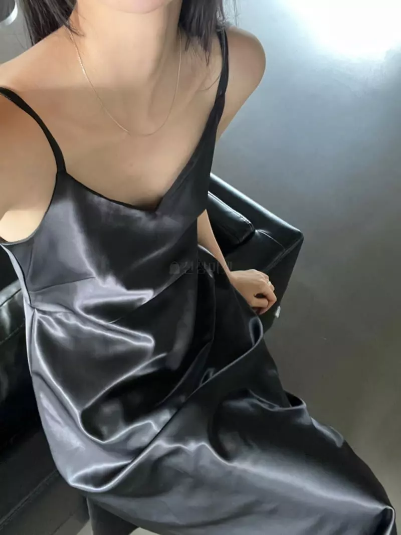 Of Course - Korean Women Fashion - #womensfashion - Satin Long One-piece - 5