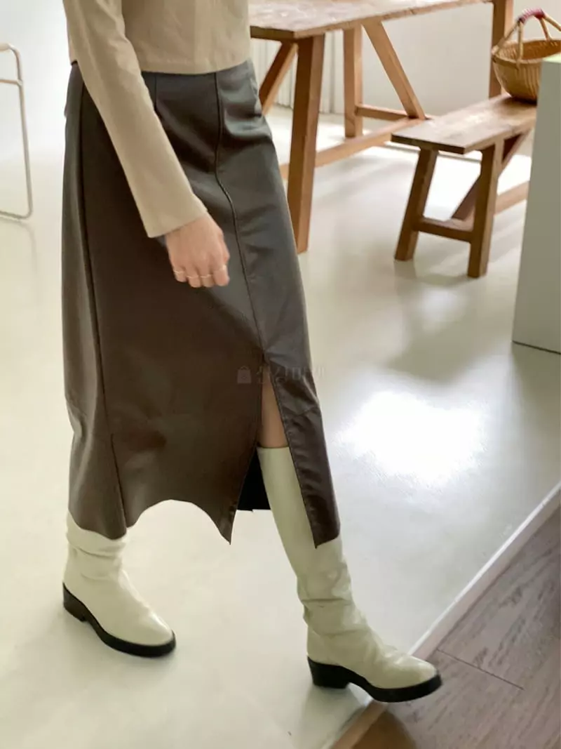 Of Course - Korean Women Fashion - #momslook - Leather Skirt - 4