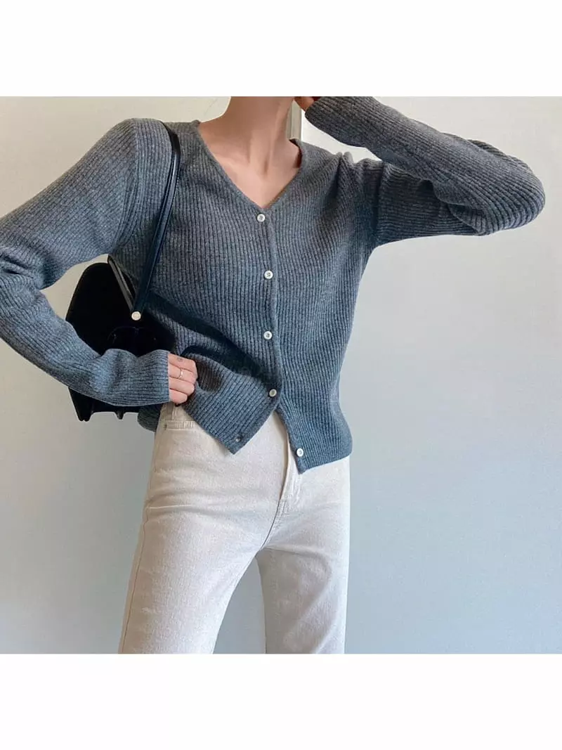 Ondo - Korean Women Fashion - #restrostyle - Rib Cardigan - 2