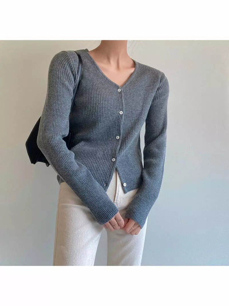 Ondo - Korean Women Fashion - #romanticstyle - Rib Cardigan - 3