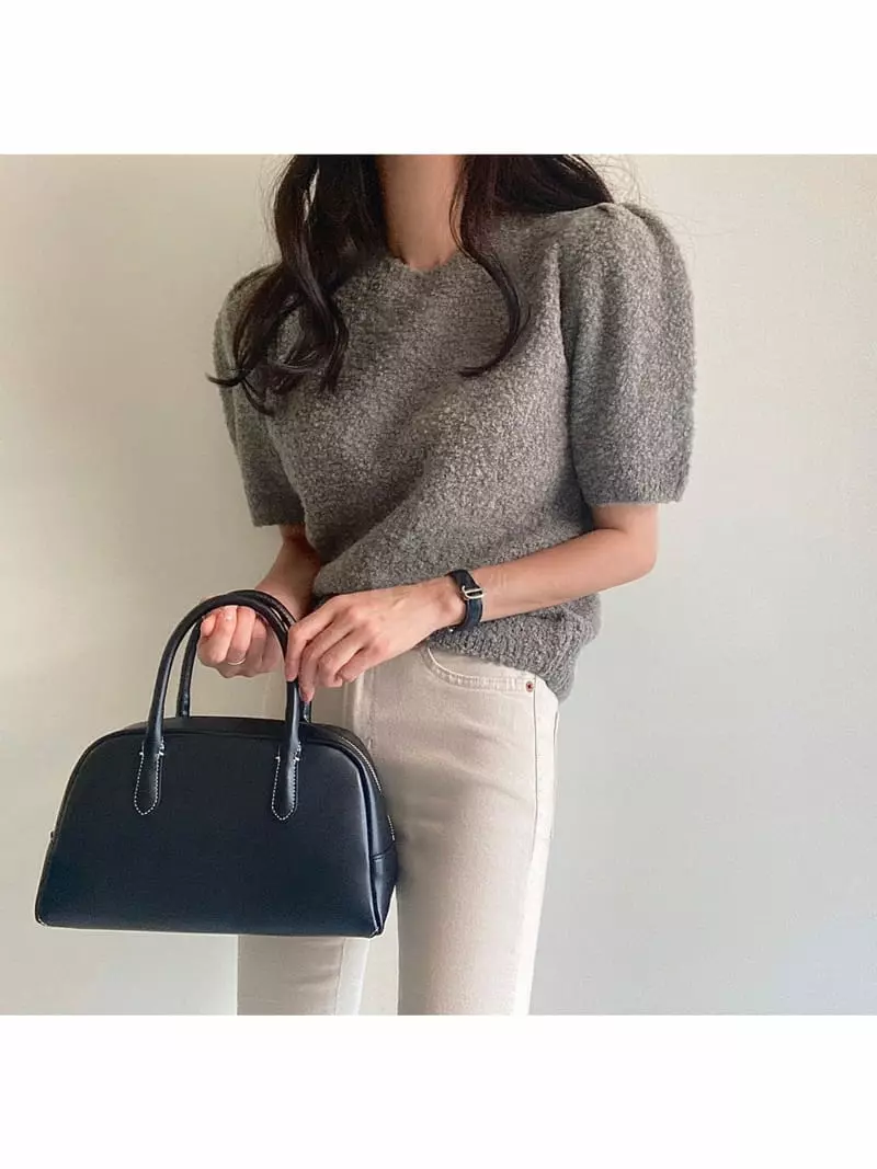 Ondo - Korean Women Fashion - #shopsmall - Bookle Puff Knit Tee - 8