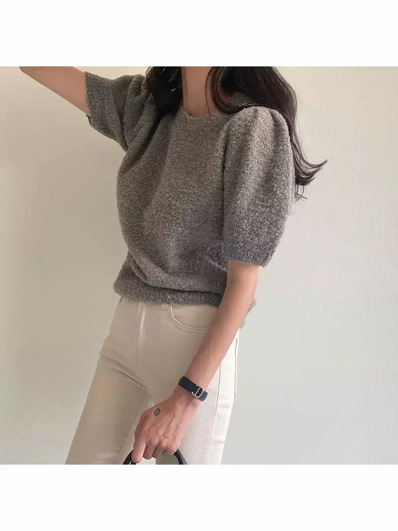 Ondo - Korean Women Fashion - #thelittlethings - Bookle Puff Knit Tee - 10
