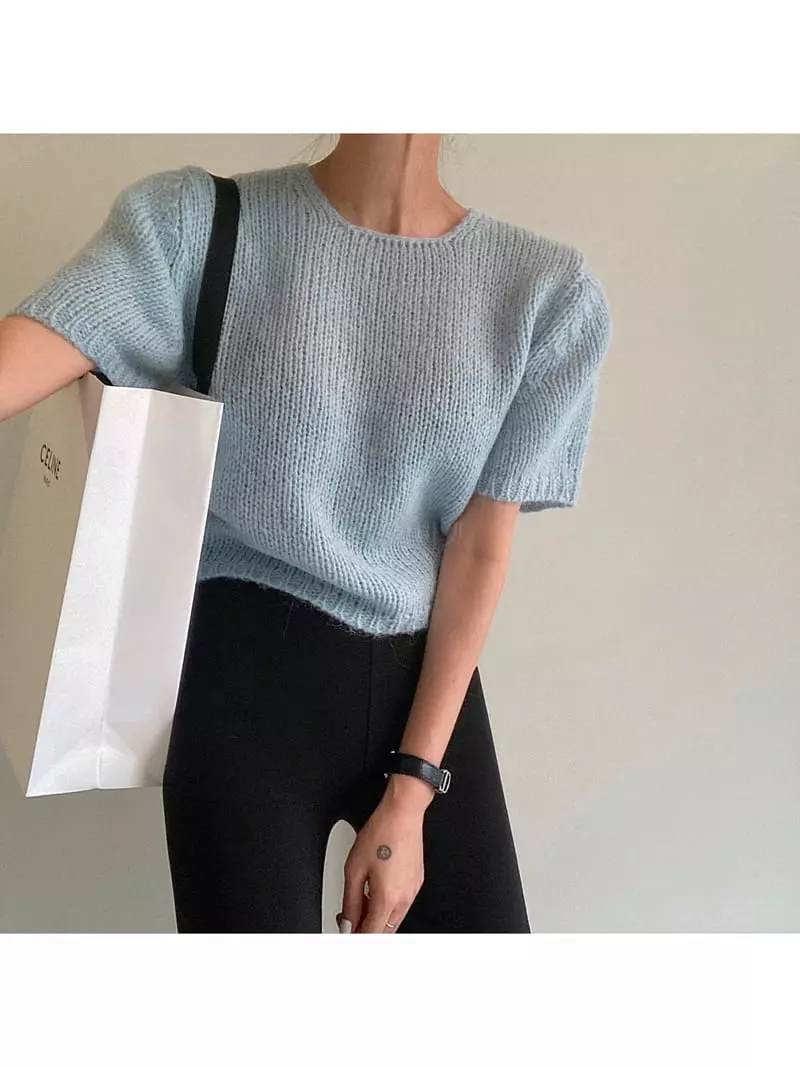 Ondo - Korean Women Fashion - #vintageinspired - Alpaca Puff Tee - 2