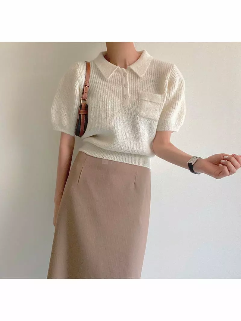 Ondo - Korean Women Fashion - #momslook - Acune Collar Tee - 4