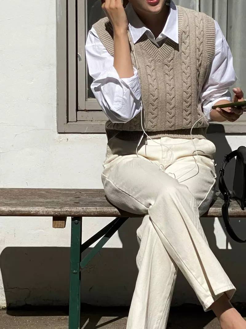 Oneand - Korean Women Fashion - #romanticstyle - Cable Vest - 5