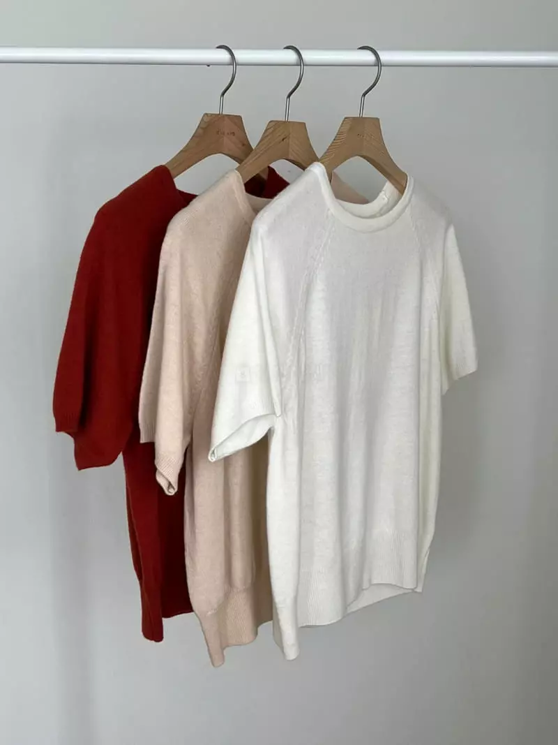 Oneand - Korean Women Fashion - #romanticstyle - Lan Cash Short Sleeves Tee  - 2