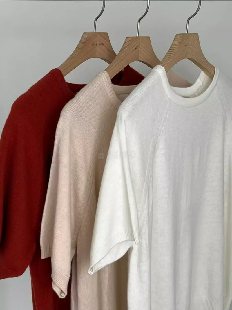 Oneand - Korean Women Fashion - #shopsmall - Lan Cash Short Sleeves Tee  - 4