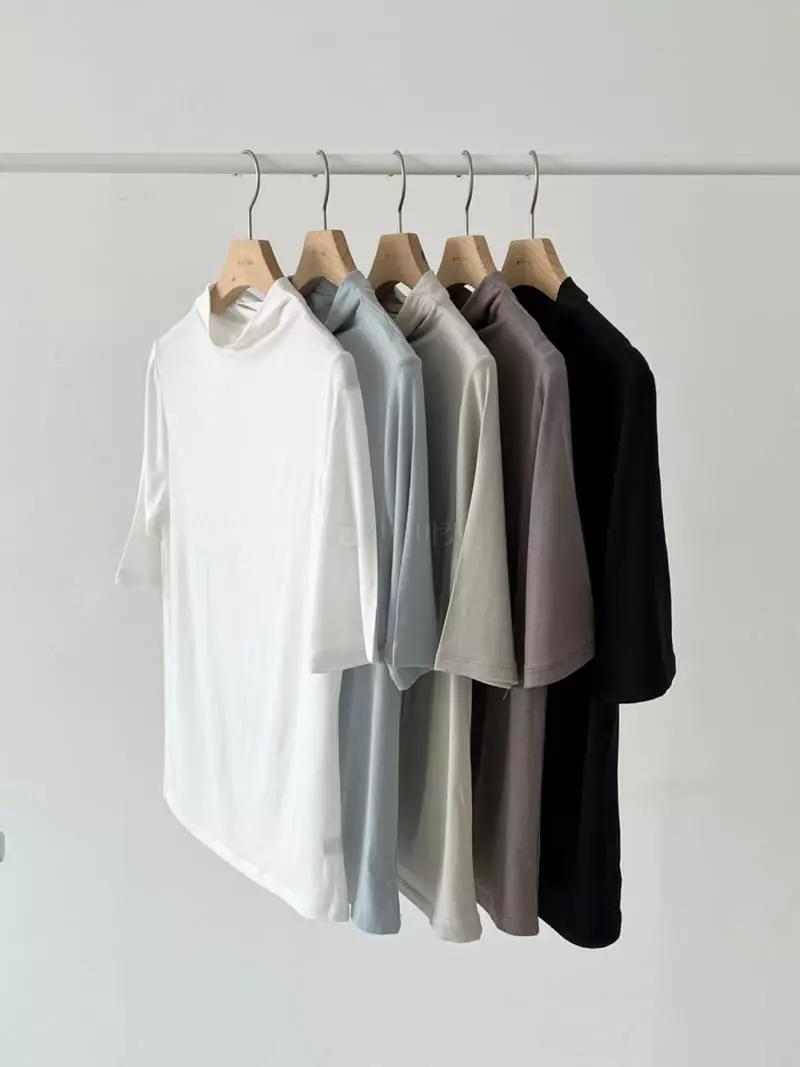 Oneand - Korean Women Fashion - #womensfashion - Modal Half Turtleneck Tee - 5