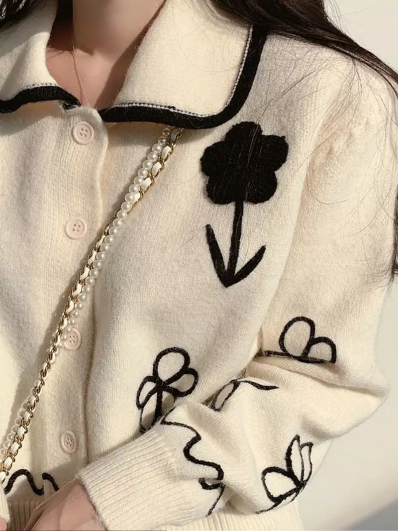Oneway - Korean Women Fashion - #womensfashion - Flower Cardigan - 4