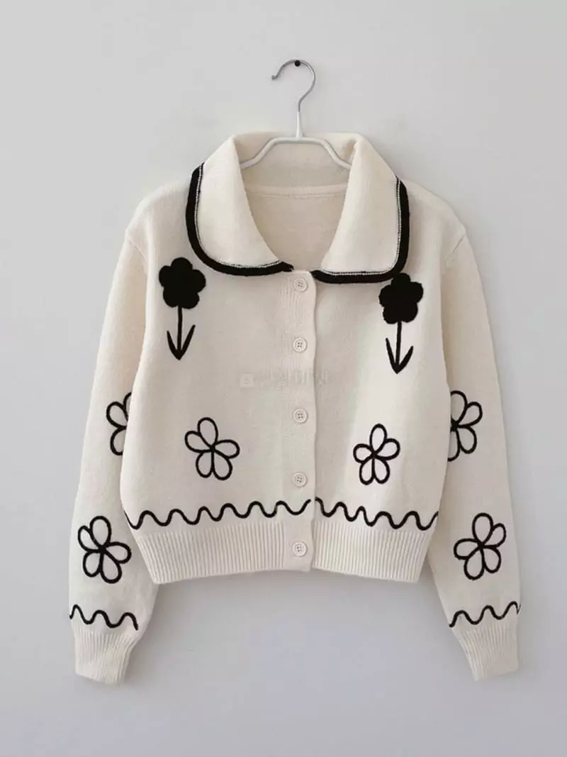 Oneway - Korean Women Fashion - #momslook - Flower Cardigan - 7