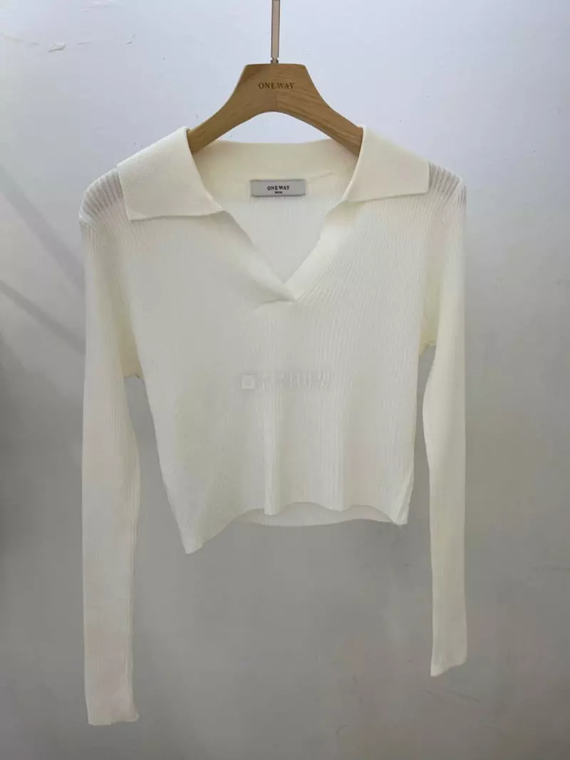 Oneway - Korean Women Fashion - #momslook - Collar Rib Knit Tee