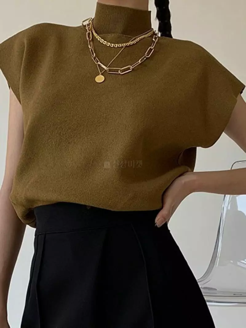 Oneway - Korean Women Fashion - #momslook - Half Turtleneck Knit Tee - 2