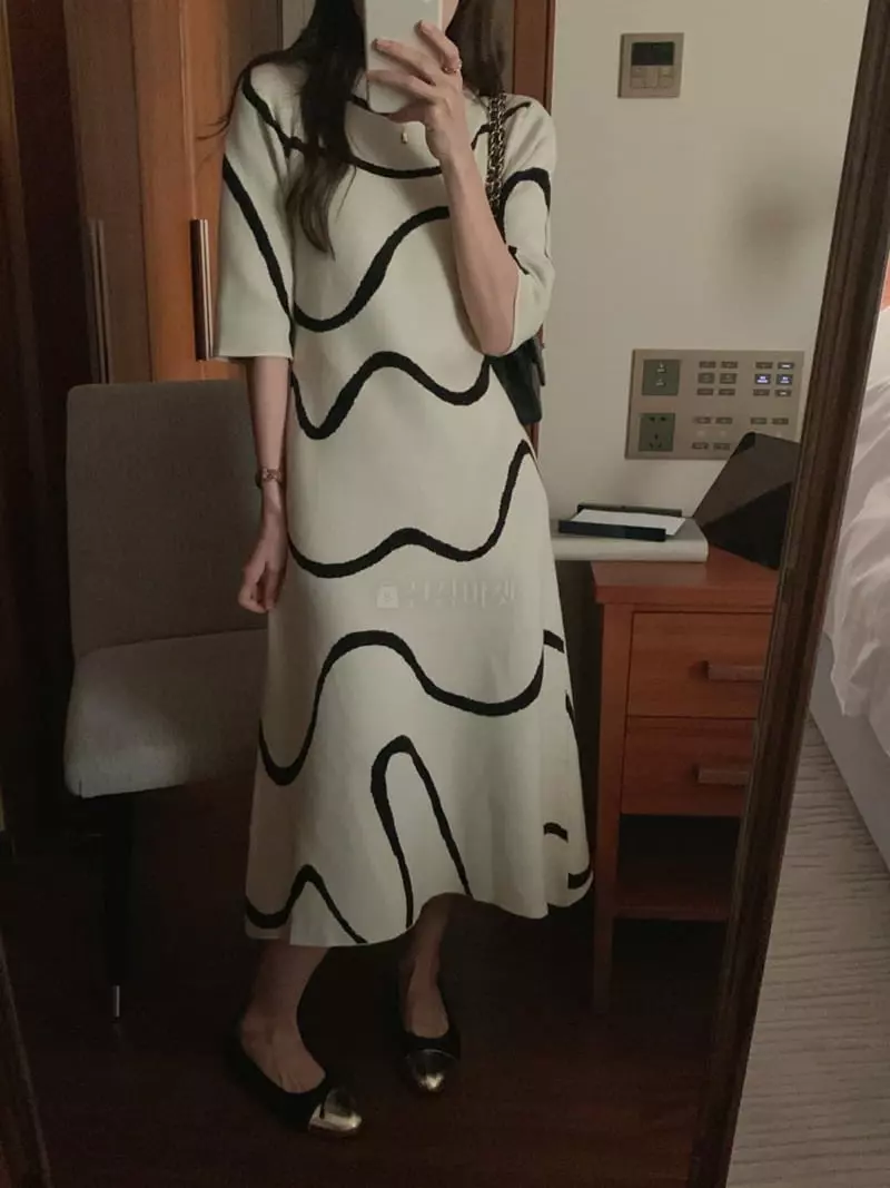 Oneway - Korean Women Fashion - #momslook - Wave Knit One-piece