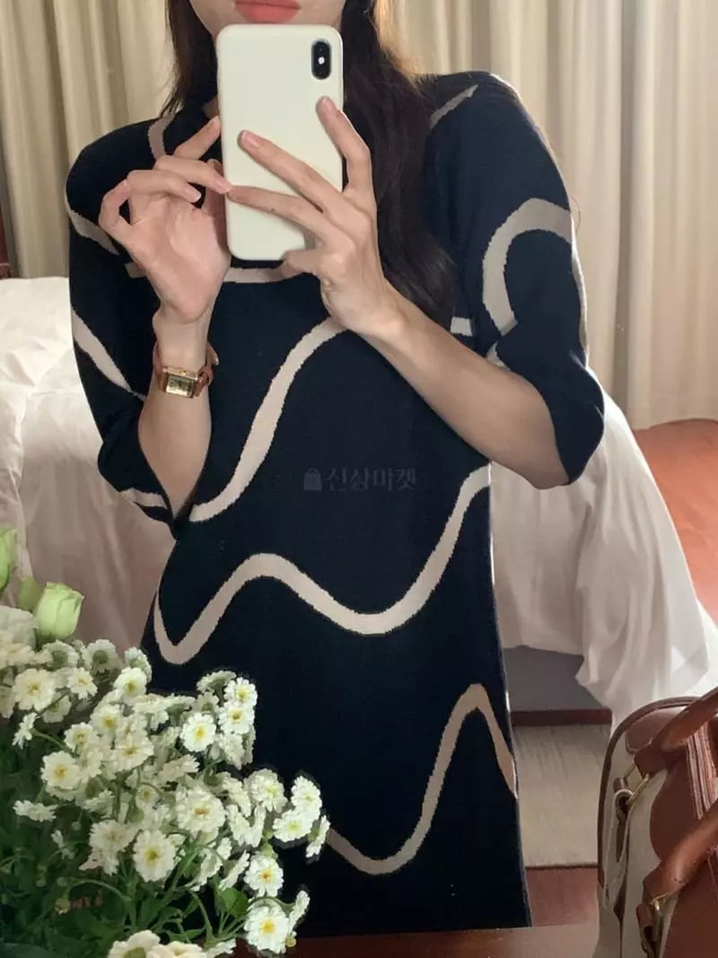 Oneway - Korean Women Fashion - #momslook - Wave Knit One-piece - 7