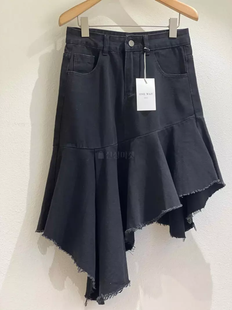 Oneway - Korean Women Fashion - #momslook - Denim Frill Skirt - 2