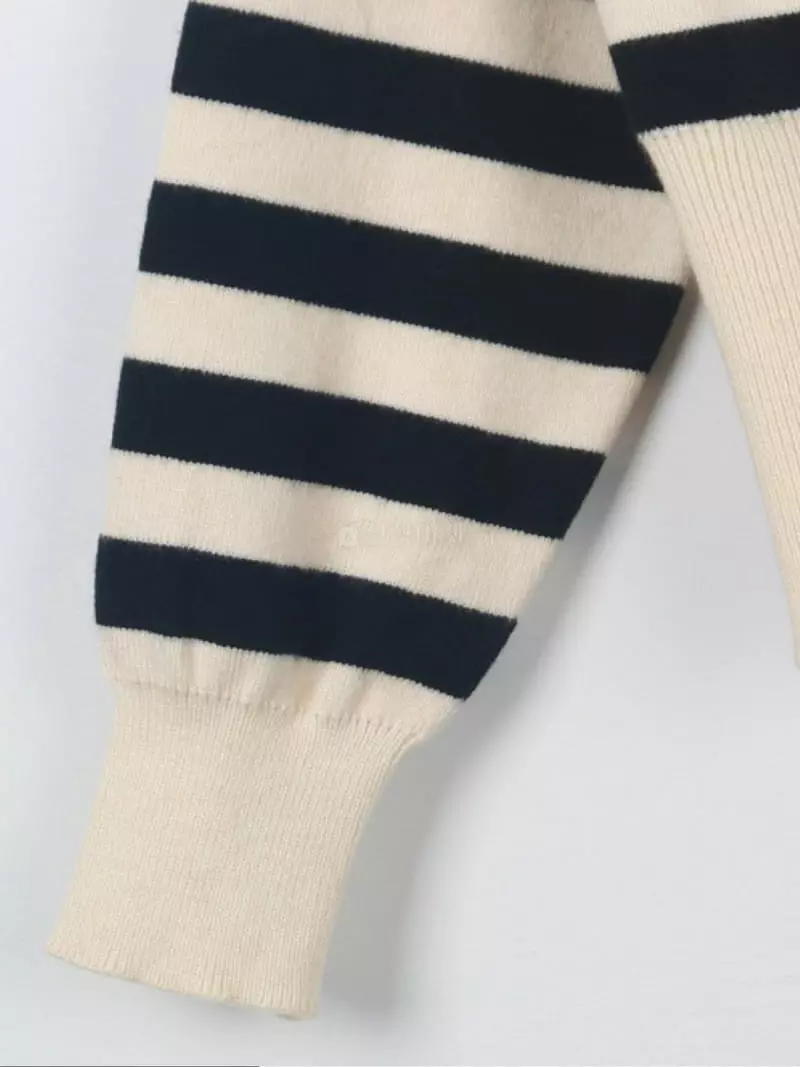 Oneway - Korean Women Fashion - #momslook - Stripes Frill Knit Tee - 5