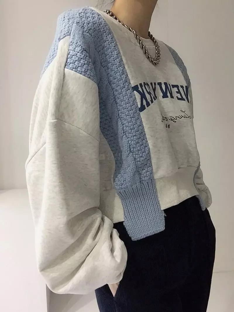 Oneway - Korean Women Fashion - #momslook - Knit New York Sweatshirt - 2