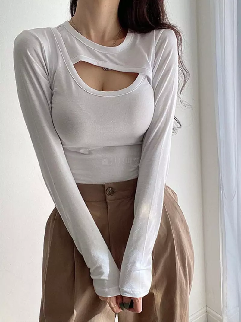 Oneway - Korean Women Fashion - #restrostyle - Open Tee - 3