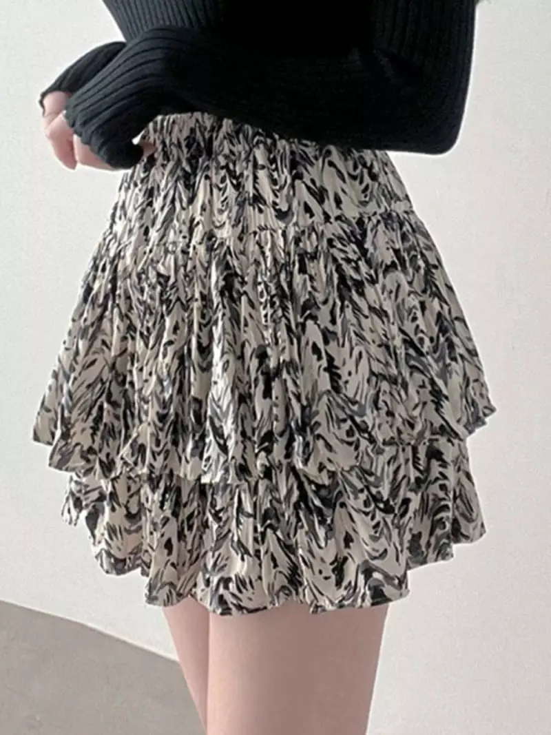 Oneway - Korean Women Fashion - #romanticstyle - Ink Paint Skirt - 5