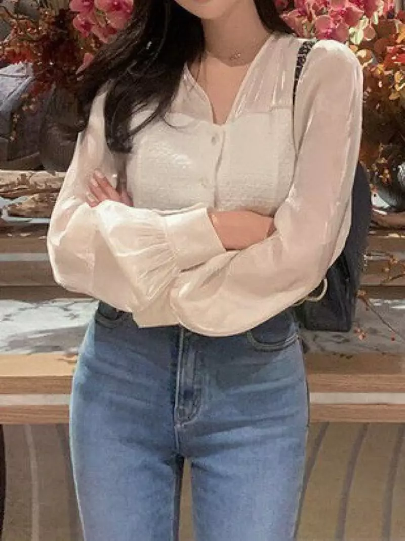 Oneway - Korean Women Fashion - #vintageinspired - Twid Satin Blouse - 6