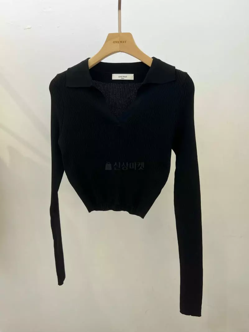 Oneway - Korean Women Fashion - #vintageinspired - Collar Rib Knit Tee - 3