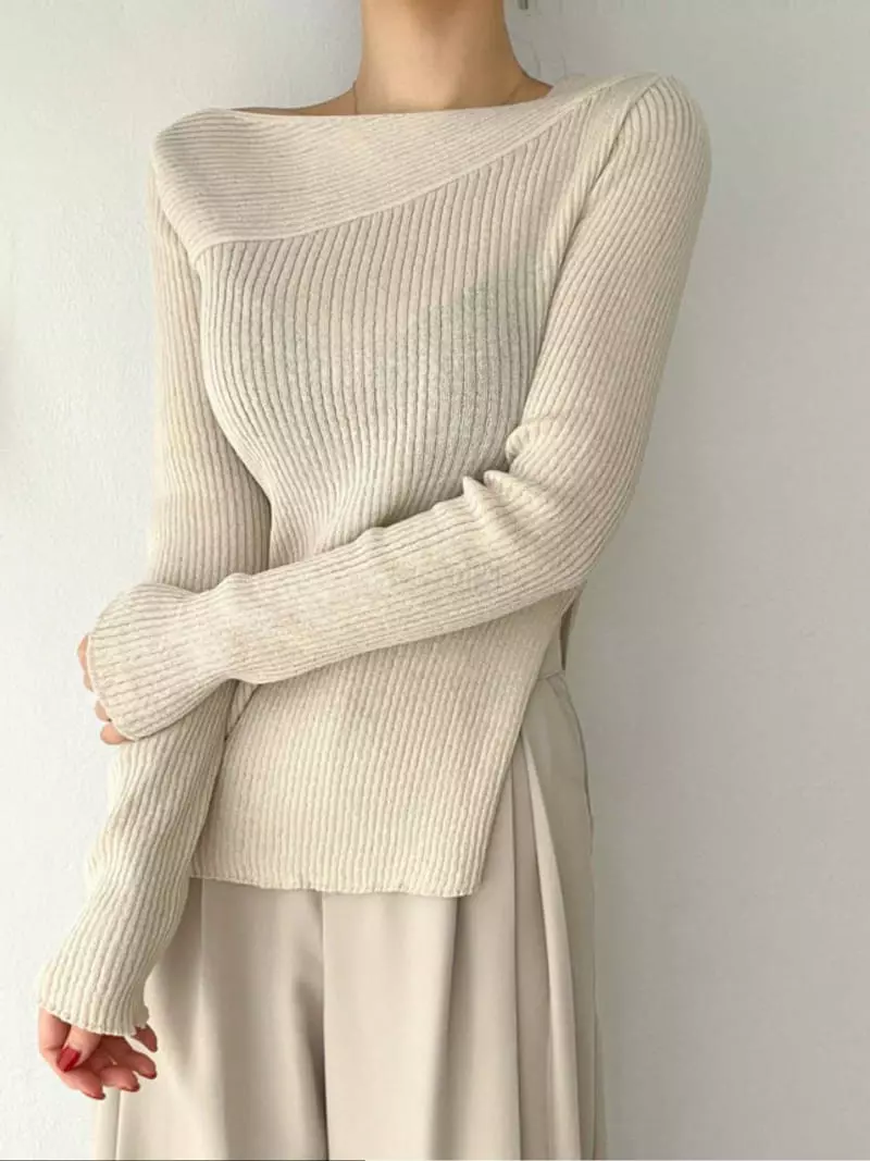Oneway - Korean Women Fashion - #vintageinspired - Rib Knit Tee - 9
