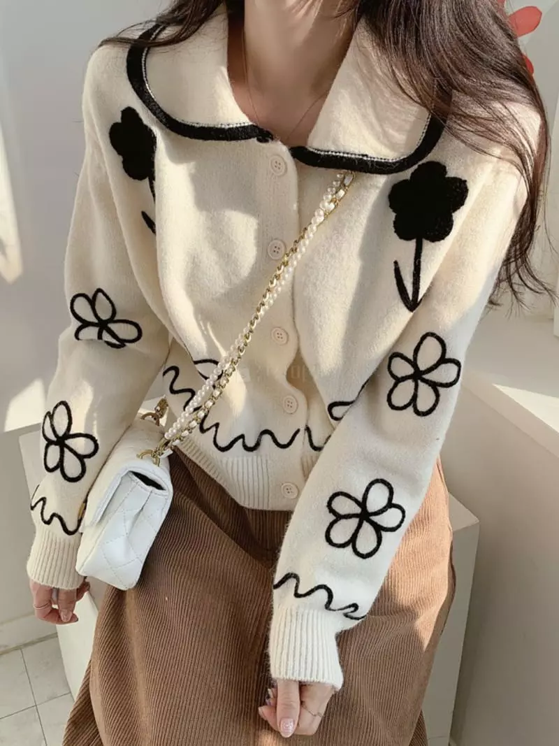 Oneway - Korean Women Fashion - #womensfashion - Flower Cardigan