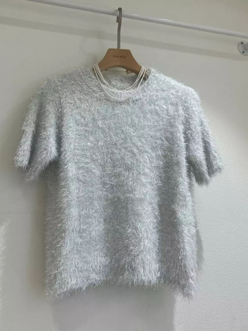 Oneway - Korean Women Fashion - #womensfashion - Bling Short Knit Tee - 6