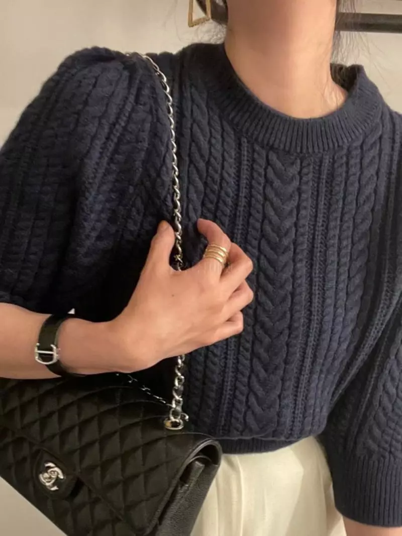 Oneway - Korean Women Fashion - #womensfashion - Basic Twist Knit Tee - 3