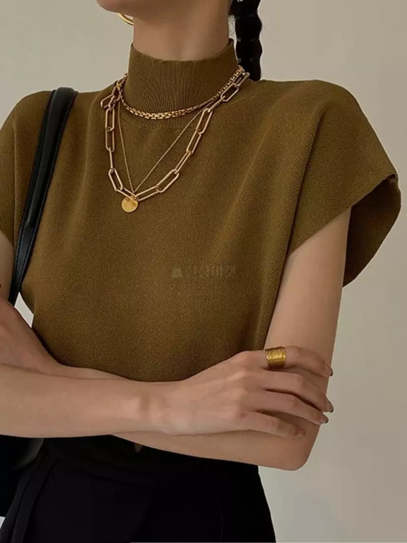 Oneway - Korean Women Fashion - #womensfashion - Half Turtleneck Knit Tee - 3
