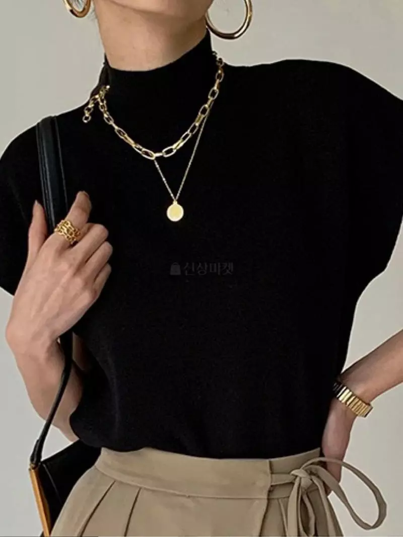 Oneway - Korean Women Fashion - #womensfashion - Half Turtleneck Knit Tee - 5