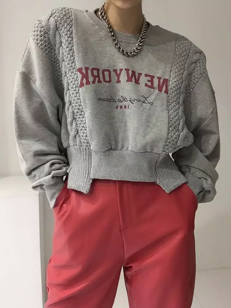 Oneway - Korean Women Fashion - #womensfashion - Knit New York Sweatshirt - 5