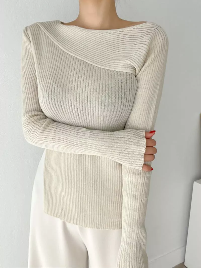 Oneway - Korean Women Fashion - #womensfashion - Rib Knit Tee - 8