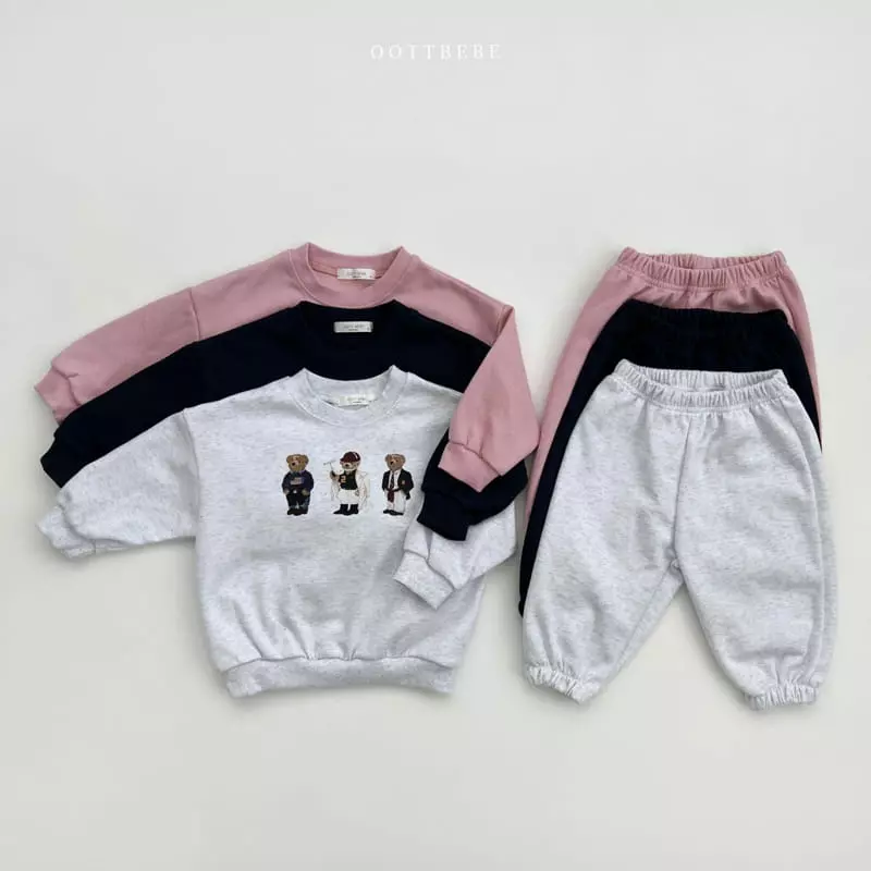 Oott Bebe - Korean Children Fashion - #Kfashion4kids - Bear Bear Top Bottom Set - 2