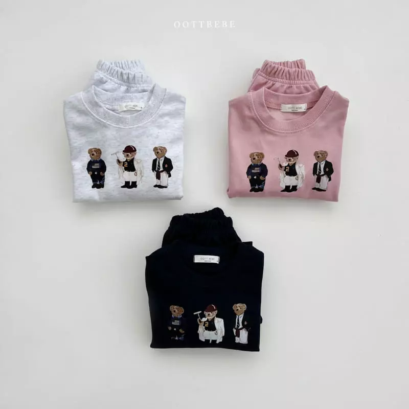 Oott Bebe - Korean Children Fashion - #kidzfashiontrend - Bear Bear Top Bottom Set