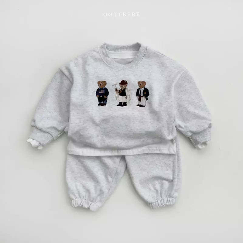 Oott Bebe - Korean Children Fashion - #littlefashionista - Bear Bear Top Bottom Set - 3