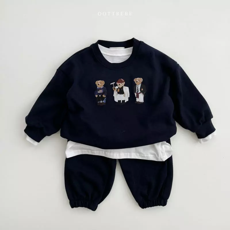 Oott Bebe - Korean Children Fashion - #littlefashionista - Bear Bear Top Bottom Set - 4
