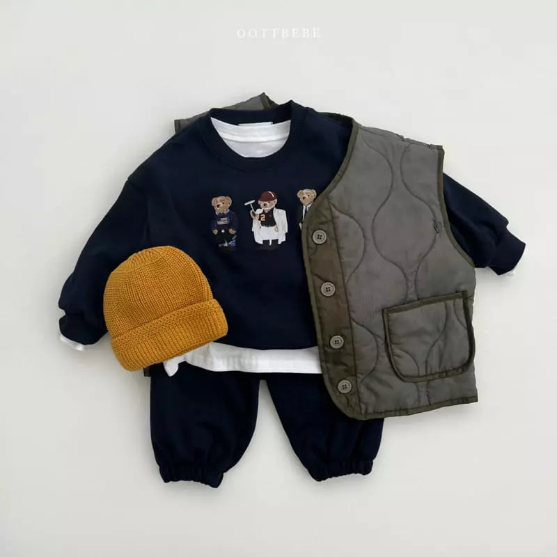 Oott Bebe - Korean Children Fashion - #toddlerclothing - Bear Bear Top Bottom Set - 8