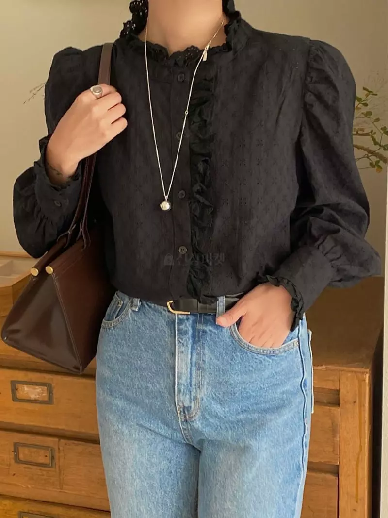 Ouppt - Korean Women Fashion - #momslook - Punching Blouse - 5